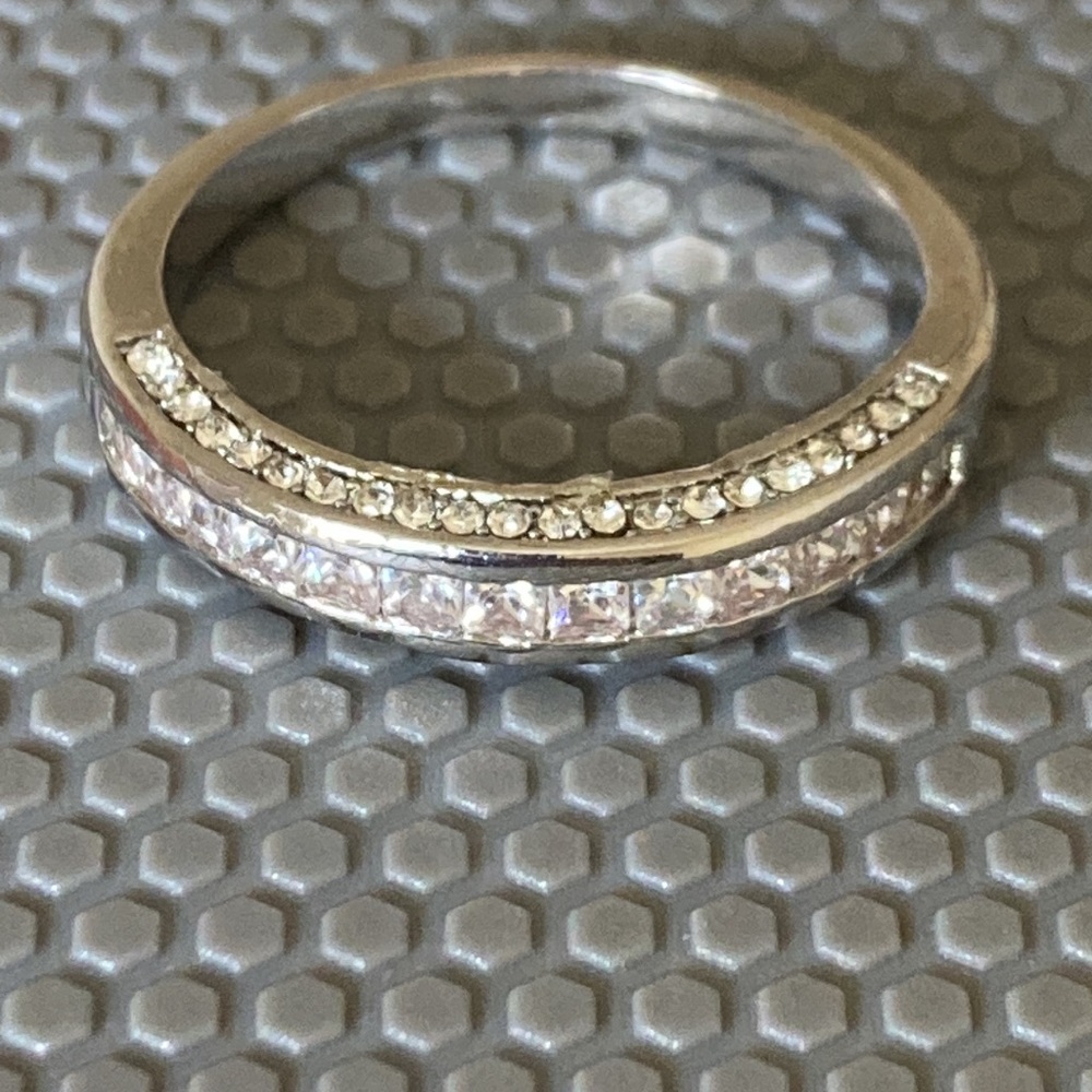 Silver ring with white stones